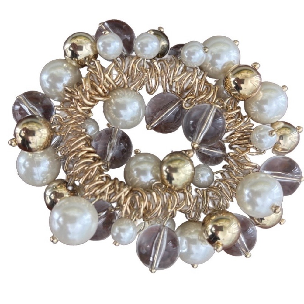 NWOT Chico’s Pearl/Gold Stretch Bijou Bracelet Classic Elegance Coastal Grandma